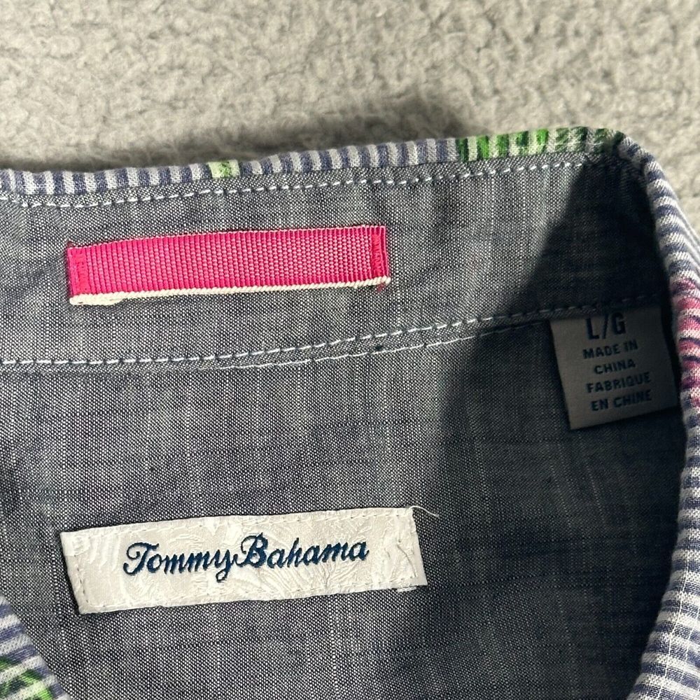 Tommy Bahama‎ Shirt Mens Size Large Blue Reverse Print Beach Hawaiian Button Up - Picture 2 of 7